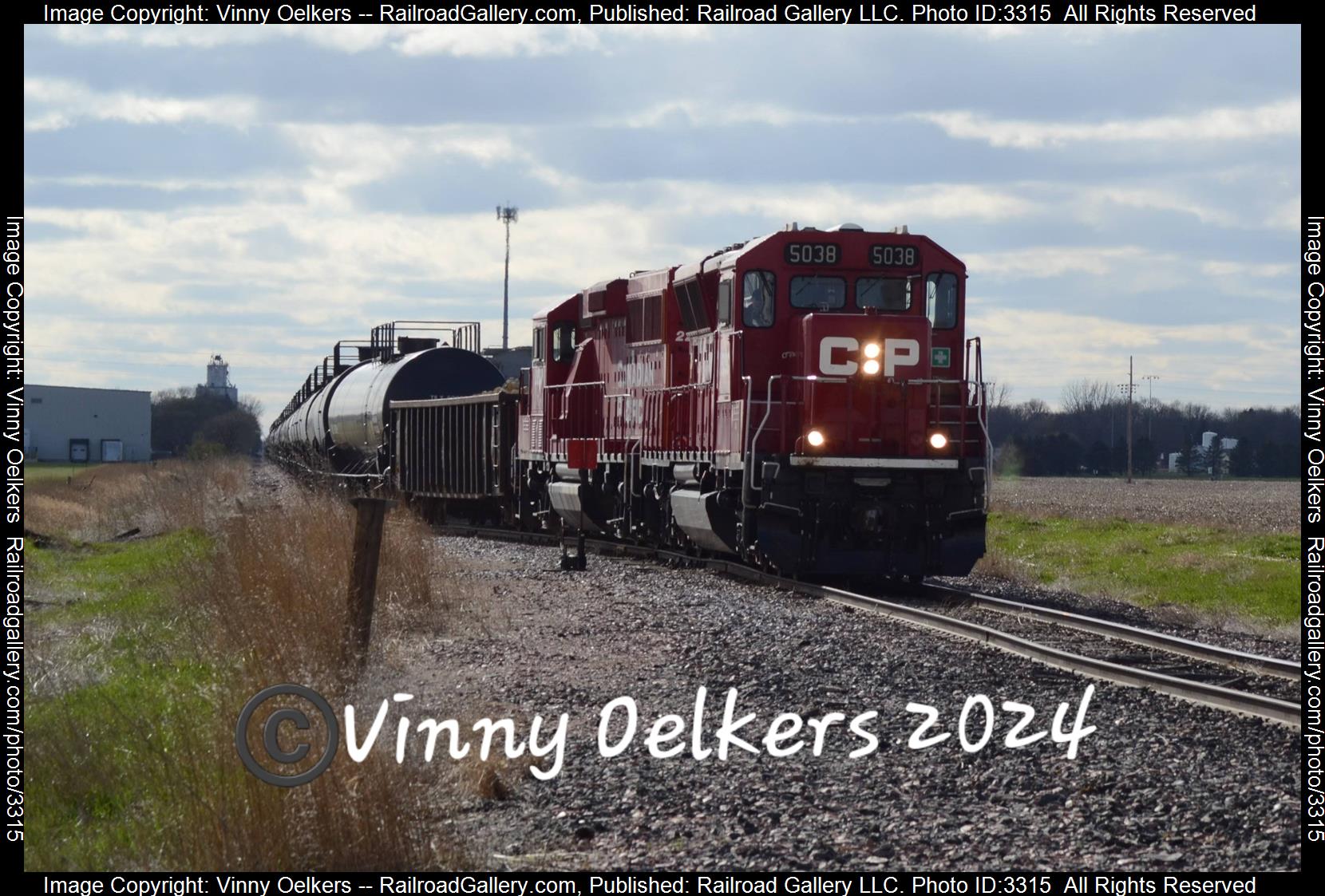 CP 5038 is a class SD30ECO  and  is pictured in Spencer, IA, United States.  This was taken along the Sheldon Subdivision  on the Canadian Pacific Railway. Photo Copyright: Vinny Oelkers uploaded to Railroad Gallery on 04/23/2024. This photograph of CP 5038 was taken on Friday, April 19, 2024. All Rights Reserved. 